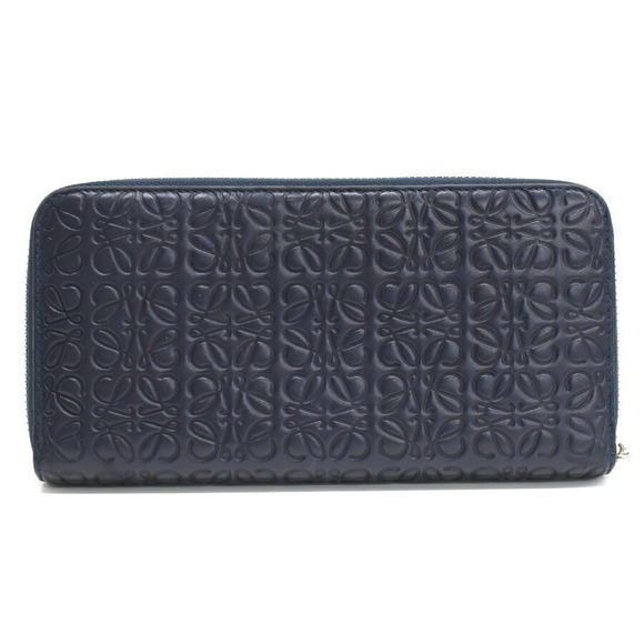 Loewe Zip Wallet Long Repeat Anagram Pattern Navy Blue Leather - Picture 3 of 3